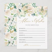 Ivory Waterverf Peonies Gold Glitter Baby shower Advieskaart (Voorkant / Achterkant)