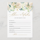 Ivory Waterverf Peonies Gold Glitter Baby shower Advieskaart (Voorkant)