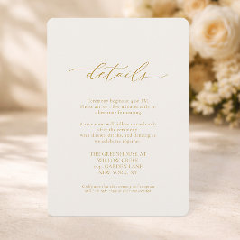 Ivory Wedding Details Card with Calligraphy Kaart