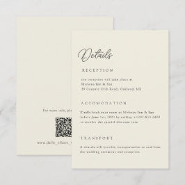 Ivory Wedding Details Qr Code Enclosure Card Kaart