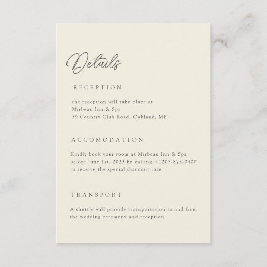 Ivory Wedding Details Qr Code Enclosure Card Kaart (Voorkant)