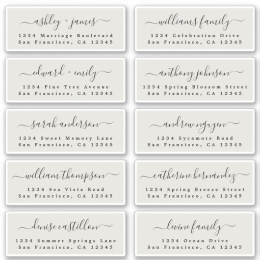 Ivory Wedding Guest Address Labels (Voorkant)
