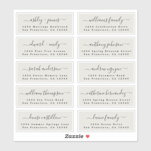 Ivory Wedding Guest Address Labels (Vel)