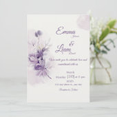 Ivory Wedding Invitation | Mauve Floral Design Kaart (Staand voorkant)