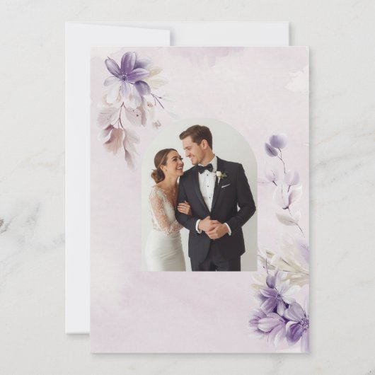 Ivory Wedding Invitation | Mauve Floral Design Kaart (Achterkant)