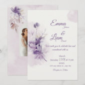 Ivory Wedding Invitation | Mauve Floral Design Kaart (Voorkant / Achterkant)