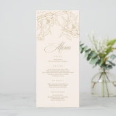Ivory Wedding Menu-kaart, met gouden florale pony Programmakaart (Staand voorkant)