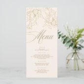 Ivory Wedding Menu-kaart, met gouden florale pony Programmakaart (Staand voorkant)