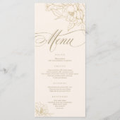 Ivory Wedding Menu-kaart, met gouden florale pony Programmakaart (Voorkant)
