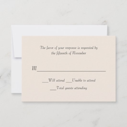Ivory Wedding Response Card RSVP Kaartje (Voorkant)