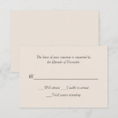 Ivory Wedding Response Card RSVP Kaartje (Voorkant / Achterkant)