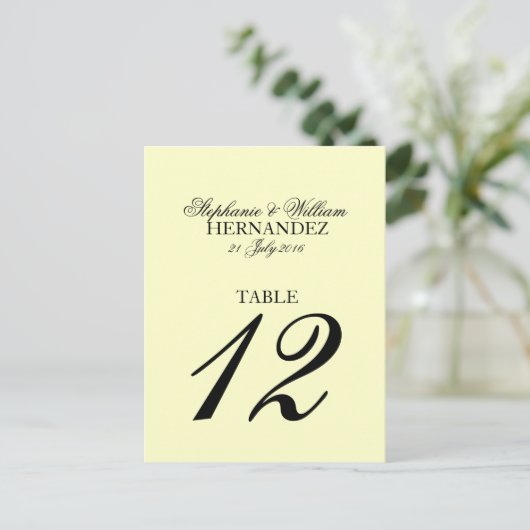 Ivory Wedding Table Number Briefkaart (Staand voorkant)