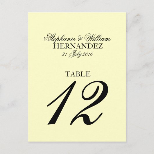 Ivory Wedding Table Number Briefkaart (Voorkant)