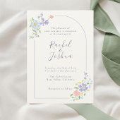 Ivory | Whimsical Floral Arch Script Wedding Kaart