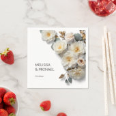 Ivory White 3D Roses Wedding Servet (Insitu)