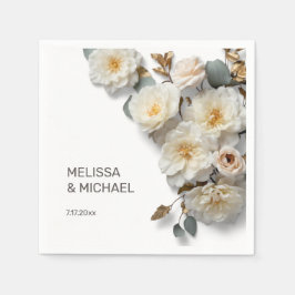 Ivory White 3D Roses Wedding Servet