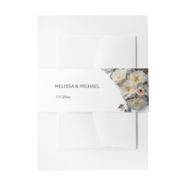 Ivory White 3D Roses Wedding Uitnodigingen Wikkel