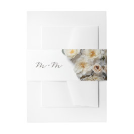 Ivory White 3D Roses Wedding Uitnodigingen Wikkel