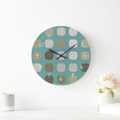 Ivory White beige Blauwgroen Blue Round Squares Pa Grote Klok (Huis)