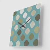 Ivory White beige Blauwgroen Blue Round Squares Pa Vierkante Klok (Hoek)