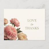 Ivory & White | Chic Rose Thank You Wedding Briefkaart (Voorkant)