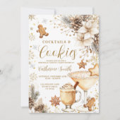 Ivory White Cocktails and Cookies Party Invitation Kaart (Voorkant)