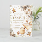 Ivory White Cocktails and Cookies Party Invitation Kaart (Staand voorkant)