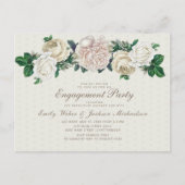 Ivory White Cream  Floral Engagement Party Briefkaart (Voorkant)