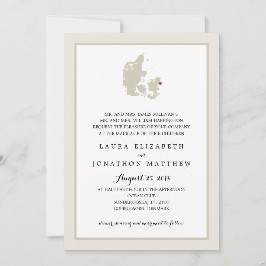 Ivory & White Denemarken Kaart | Bruiloft (Voorkant)