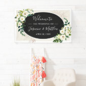 Ivory White en Green Flowers Wedding Party Spandoek (Insitu)