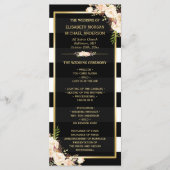 Ivory White Floral B&W Striped Wedding Programme Programmakaart (Voorkant)