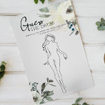 Ivory White Floral Bridal Game raadt het dresse Flyer<br><div class="desc">Raad eens de jurk vrijgezellenfeest wedstrijd. Geef elke gast een kaart en laat ze raden wat ze denken dat de bruid-te-be op haar trouwdag draag. Waterverf botanisch,  Ivory White Floral. Overeenkomende objecten om je collectie te voltooien zijn beschikbaar in onze Zazzle winkel!</div>