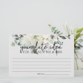 Ivory White Floral Date Night Idee Shower Game Briefpapier (Staand voorkant)