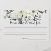 Ivory White Floral Date Night Idee Shower Game Briefpapier (Voorkant)