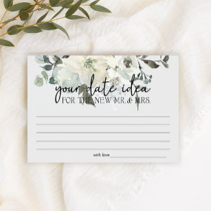 Ivory White Floral Date Night Idee Shower Game Briefpapier