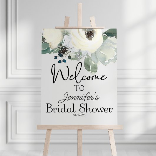 Ivory White Floral Elegant Blooms Vrijgezellenfees Poster