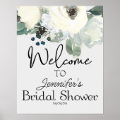 Ivory White Floral Elegant Blooms Vrijgezellenfees Poster (Voorkant)