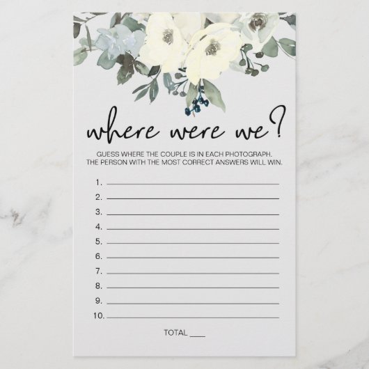 Ivory White Floral Game waar we waren Flyer (Voorkant)