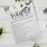 Ivory White Floral Game zou de groom say Flyer<br><div class="desc">Wat zou het Groom Say vrijgezellenfeest-spel zijn? Waterverf botanische,  Ivory White Waterverf Floral. Overeenkomende objecten om je collectie te voltooien zijn beschikbaar in onze Zazzle winkel!</div>