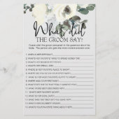 Ivory White Floral Game zou de groom say Flyer (Voorkant)
