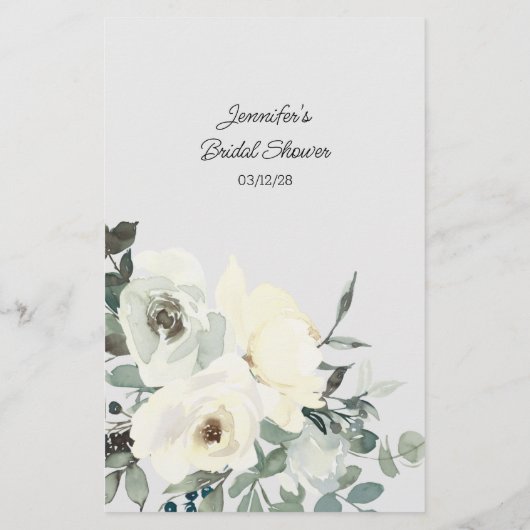 Ivory White Floral Game zou de groom say Flyer (Achterkant)