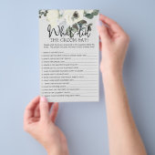 Ivory White Floral Game zou de groom say Flyer (Hand)