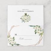 Ivory white floral geometric bruiloft plaatskaartje (Buitenkant ongevouwen)