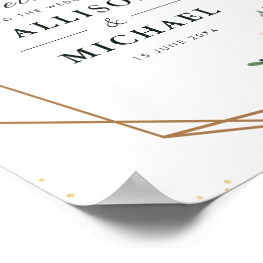 Ivory white floral geometric trouwbord poster (Hoek)