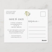 Ivory White Floral Gold Geometric Save the Date Briefkaart (Achterkant)