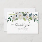 Ivory White Floral Greenery Elegant Vrijgezellenfe Bedankkaart (Voorkant)
