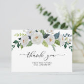 Ivory White Floral Greenery Elegant Vrijgezellenfe Bedankkaart (Staand voorkant)