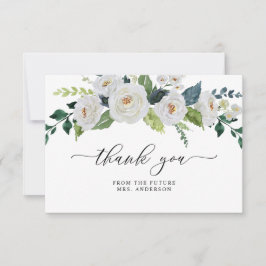 Ivory White Floral Greenery Elegant Vrijgezellenfe Bedankkaart