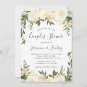 Ivory White Floral Greenery Wedding Couples Shower Kaart (Voorkant)