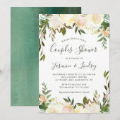 Ivory White Floral Greenery Wedding Couples Shower Kaart (Voorkant / Achterkant)